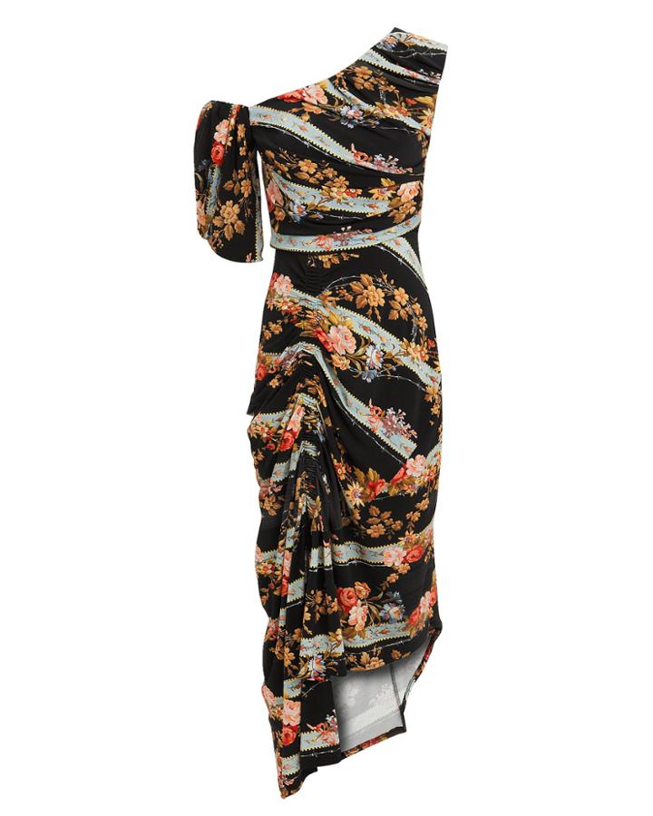 Preen By Thornton Bregazzi Kristen Floral Midi Dress Black/floral M