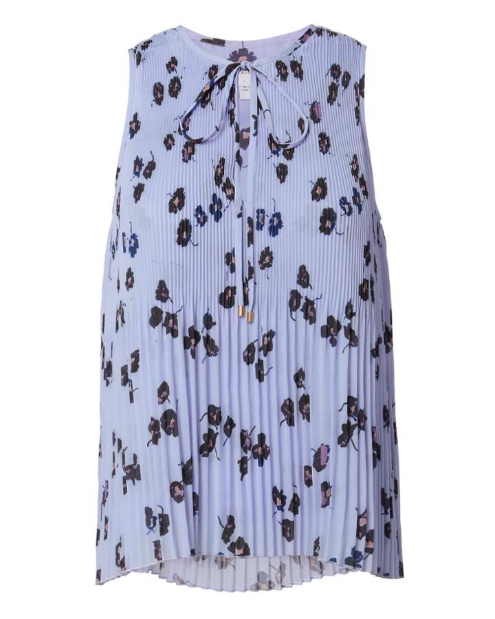 Derek Lam 10 Crosby Floral Pale Blue Pleated Top