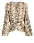 Torn Ronny Kobo Snakeskin Print Blouse Brown Snake Print S