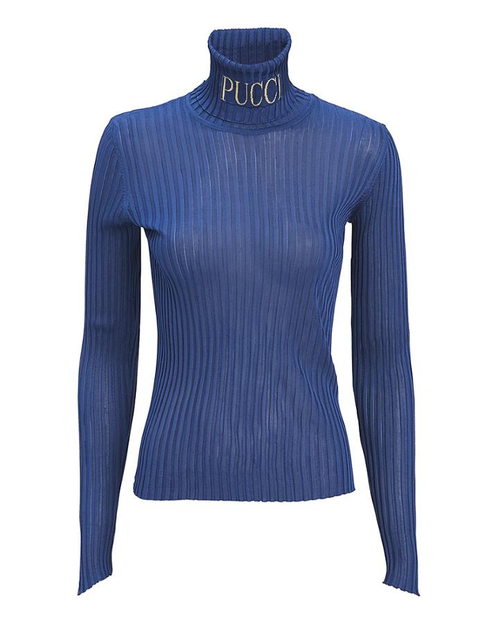 Emilio Pucci Logo Turtleneck Blue-med P