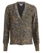 Ganni Tiger Print Lurex Jersey Cardigan Metallic Tiger Print 38