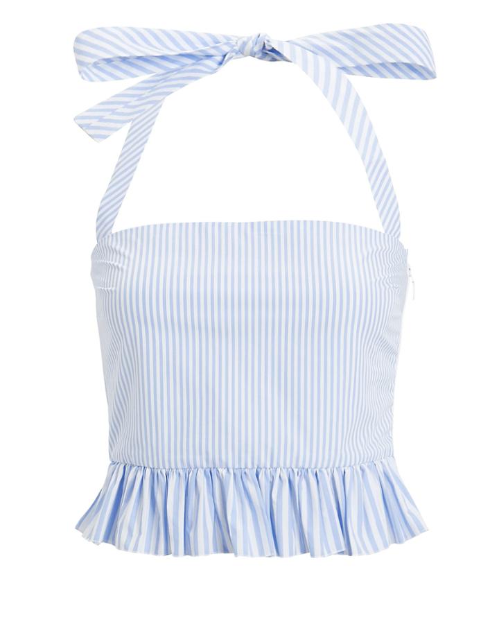 Red Valentino Redvalentino Striped Halter Top Blue/white Stripes 38