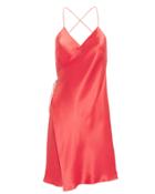 Michelle Mason Strappy Silk Wrap Dress Red 4