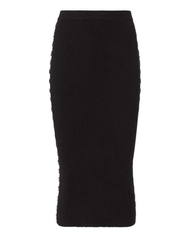 Mugler Embellished Rib Knit Pencil Skirt