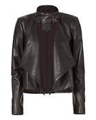 Exclusive For Intermix Cropped Drape Front Leather Jacket