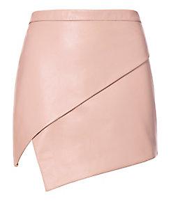 Michelle Mason Asymmetric Hem Leather Mini Skirt
