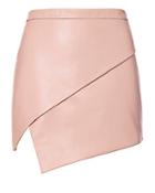 Michelle Mason Asymmetric Hem Leather Mini Skirt