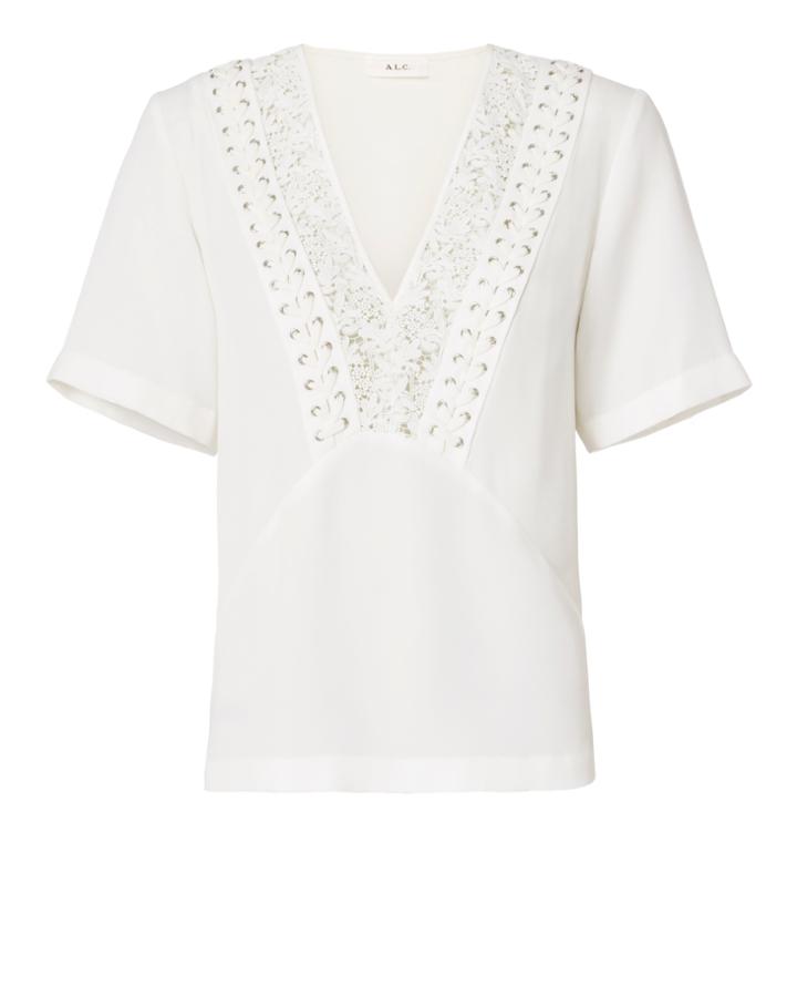 Alc A.l.c. Annora Lace-up Silk Top White 2