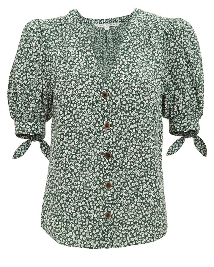 Veronica Beard Gizela Floral Shirt Evergreen Floral Zero
