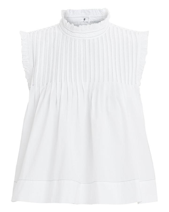 Ganni Cotton Poplin Swing Top Ivory 34
