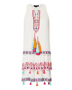 Hemant & Nandita Hemant &amp; Nandita Layered Embroidery Mini Swing Dress