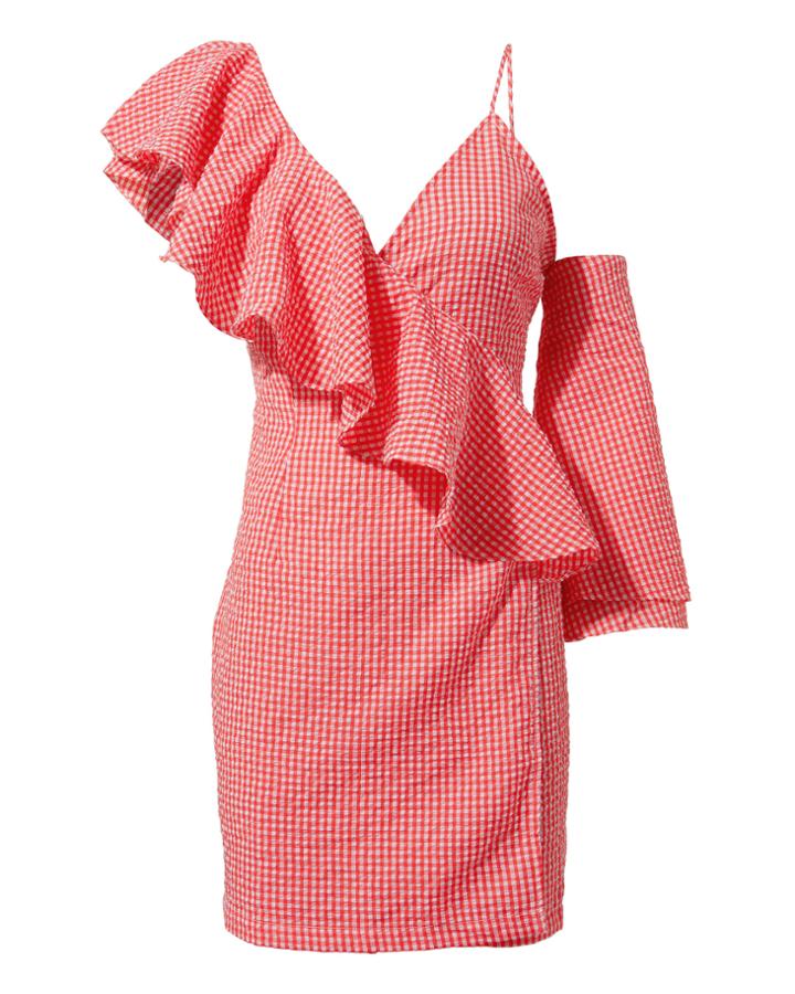 Mlm The Label Clyde One Shoulder Mini Dress Red P