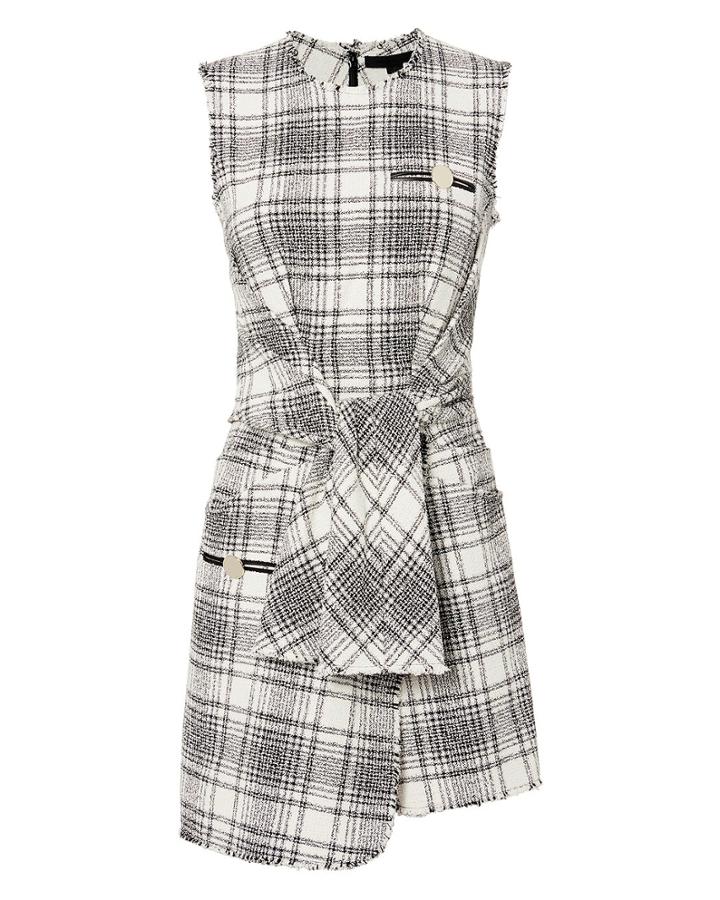 Alexander Wang Deconstructed Tie Front Dress Blk/wht 4