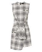 Alexander Wang Deconstructed Tie Front Dress Blk/wht 4