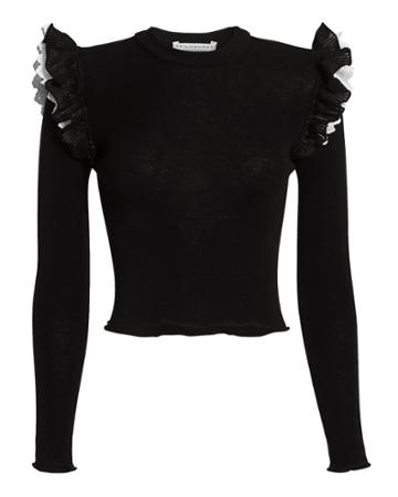 Philosophy Di L.serafini Philosophy Di Lorenzo Serafini Ruffled Shoulder Knit Top Black 38
