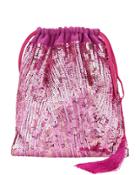 Attico Pink Sequin Pouch Clutch Pink 1size