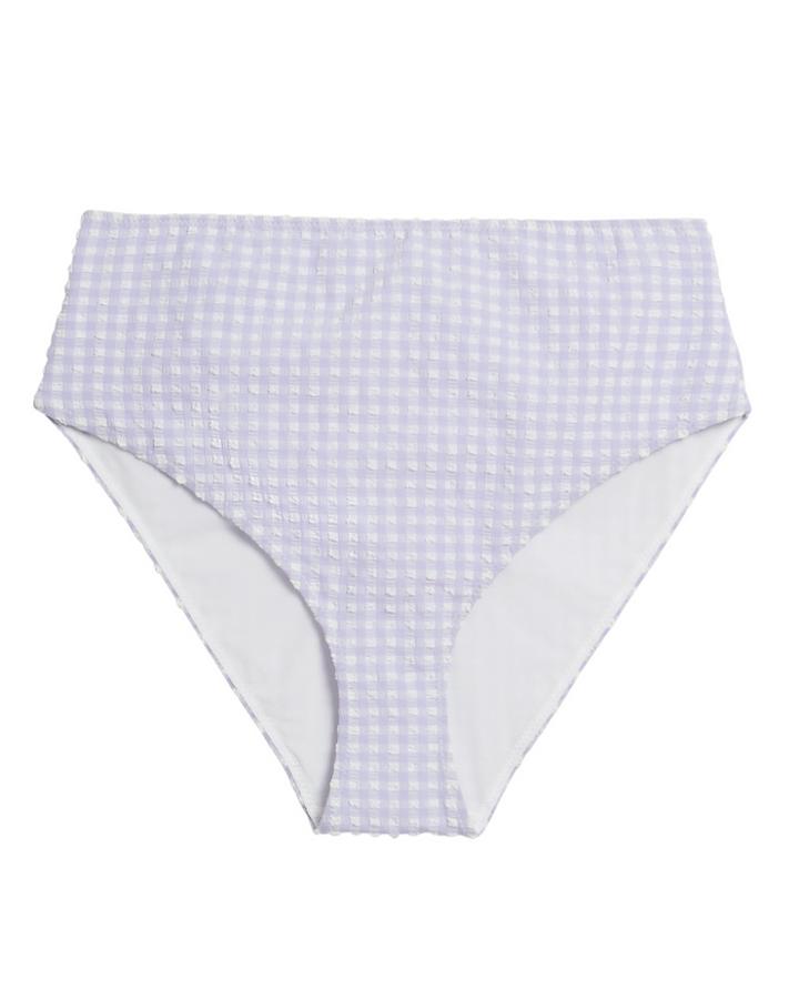 Ganni High Waist Seersucker Bikini Bottoms Vapor Blue 36