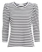 Alc A.l.c. Karlie Puff Shoulder Striped T-shirt Black/white P