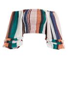 Apiece Apart Lagunitas Smocked Off Shoulder Top Ivory/maroon/orange/blue 2