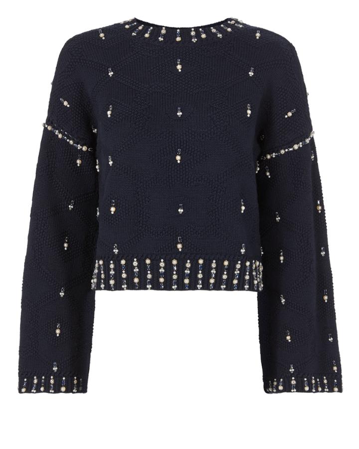 Jonathan Simkhai Navy Matador Embellished Pullover