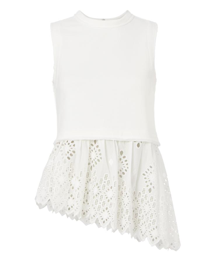 &quot;sea Eyelet Combo Sleeveless Sweatshirt&quot;