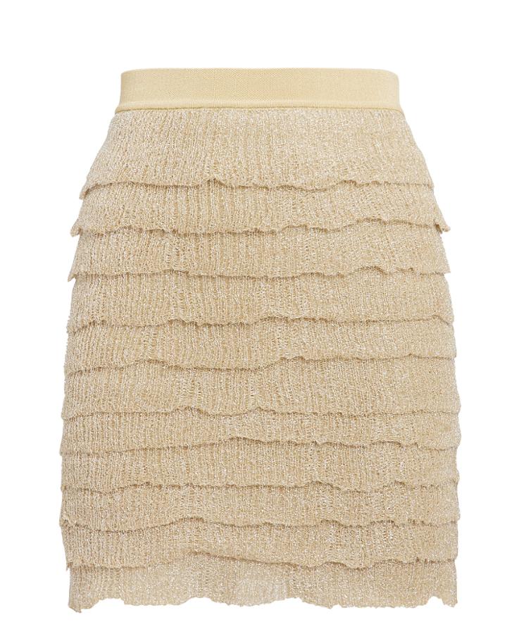 Missoni Gold Tiered Knit Mini Skirt Gold 38