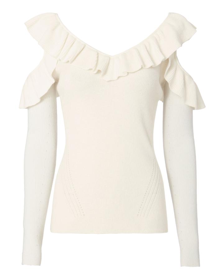 Exclusive For Intermix Elvira Ruffle Cold Shoulder Sweater