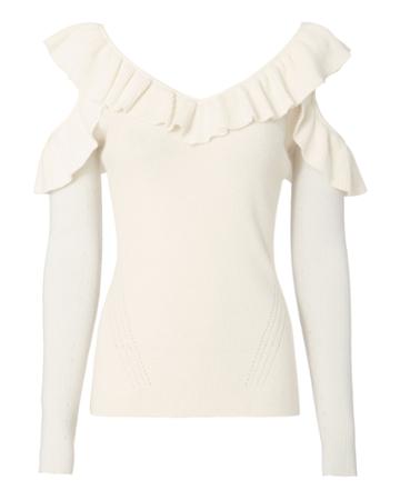 Exclusive For Intermix Elvira Ruffle Cold Shoulder Sweater