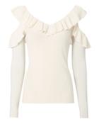 Exclusive For Intermix Elvira Ruffle Cold Shoulder Sweater