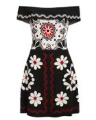Red Valentino Redvalentino Intarsia Printed Knit Mini Dress Dark Floral P