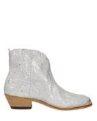 Golden Goose Young Sparkles Sequined Western Boots Silver 38