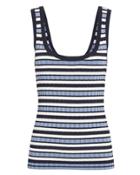 Veronica Beard Sandra Ribbed Tank Top Navy/white Stripe P