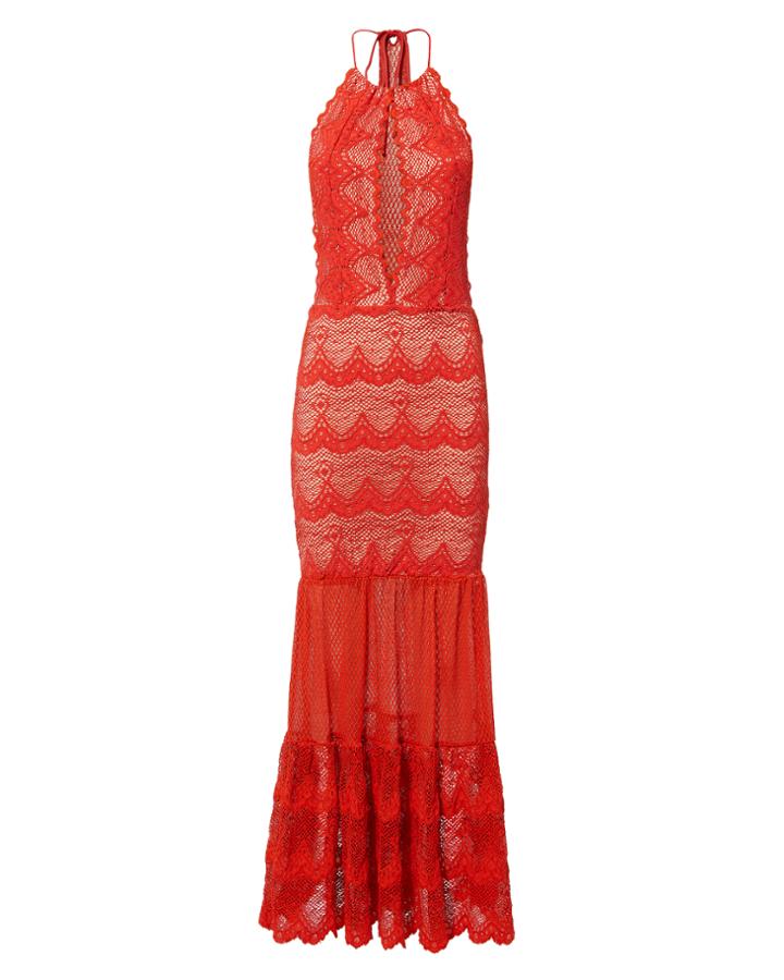 Nightcap Clothing Belle Nuit Halter Maxi Dress Red P