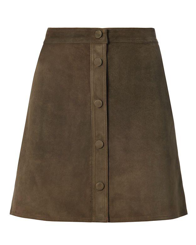 Helmut Lang Suede Button Front Skirt