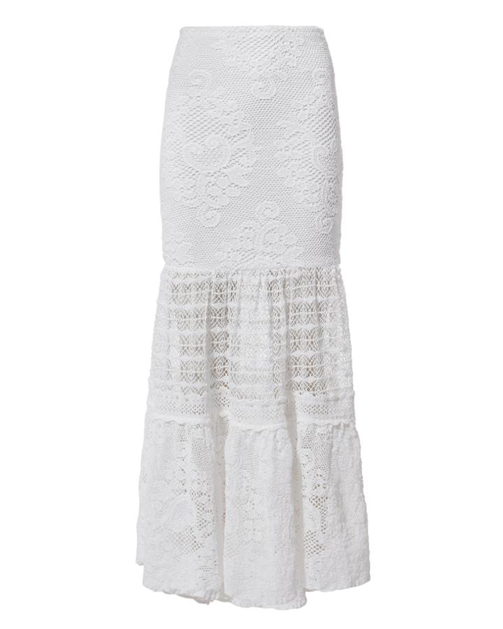 Nightcap Clothing Crochet Maxi Skirt White P