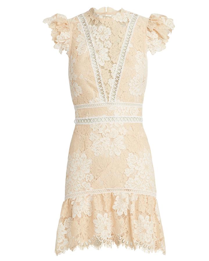 Saylor Kelly Lace Mini Dress Beige P