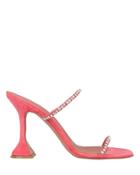 Amina Muaddi Gilda Crystal Embellished Sandals Coral 38