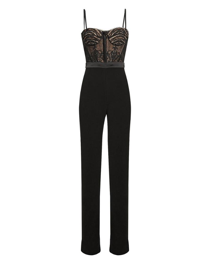 Jonathan Simkhai Bustier Lace Jumpsuit Black 2