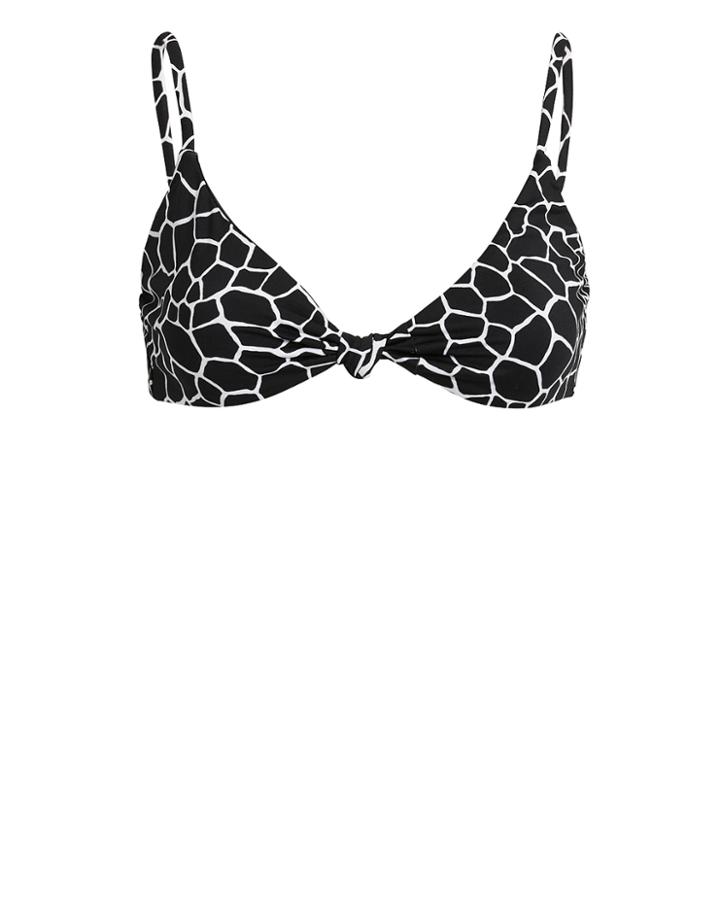 Caroline Constas Mer Marta Printed Knot Front Bikini Top Black/white M