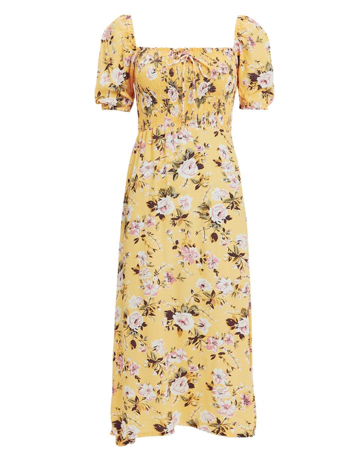 Faithfull The Brand Majorelle Floral Smocked Dress Yellow/floral P