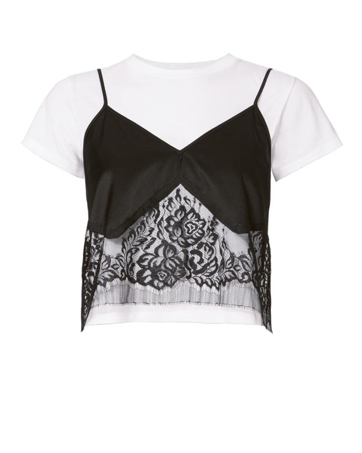 &quot;michelle Mason Lace Camisole Layered Tee&quot;