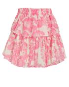 Loveshackfancy Ruffle Cotton & Silk Mini Skirt Pink/white P