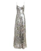Ganni Floral Lurex Gown Olive/metallic Floral 36