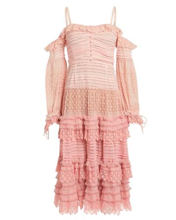 Jonathan Simkhai Mixed Knit Off Shoulder Dress Blush 6