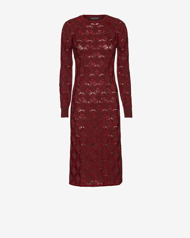Thakoon Crochet Knit Dress: Burgundy