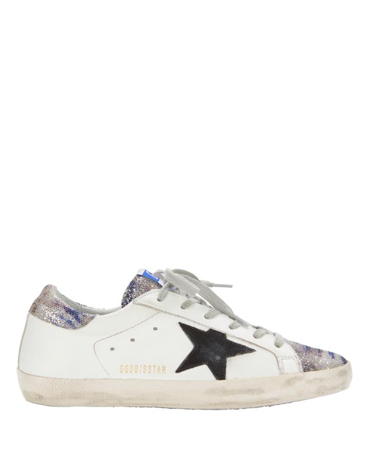 Golden Goose Superstar Zebra Glitter White Leather Sneakers Print 35