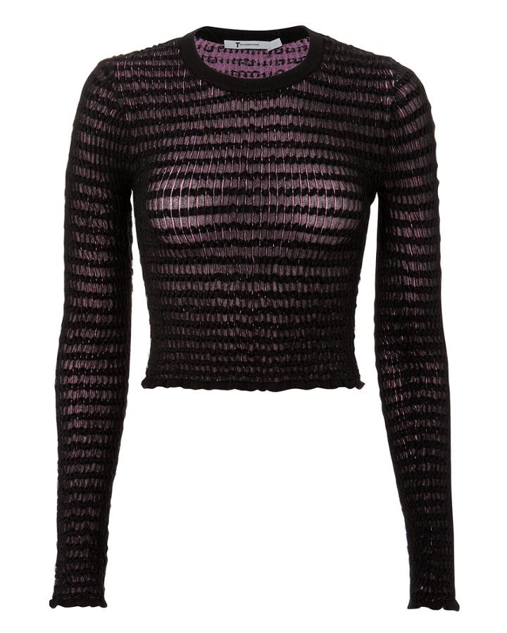 T By Alexander Wang Striped Black Top Multi P