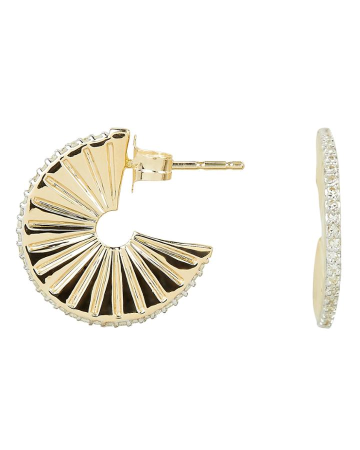 Adina Reyter Diamond Ray J Hoops Gold 1size
