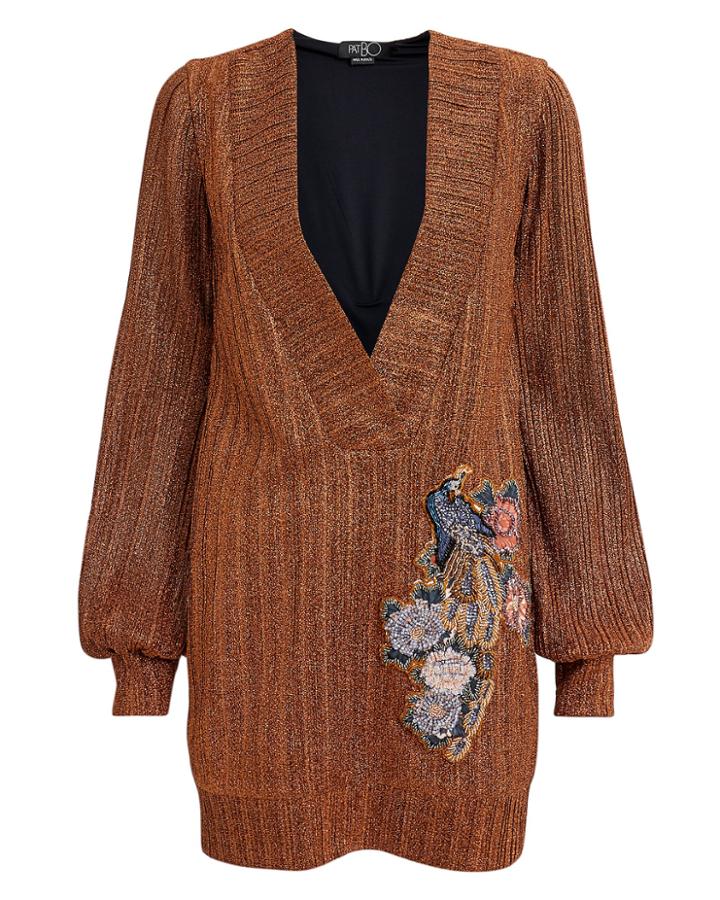Patbo Lurex Tunic Dress Copper S