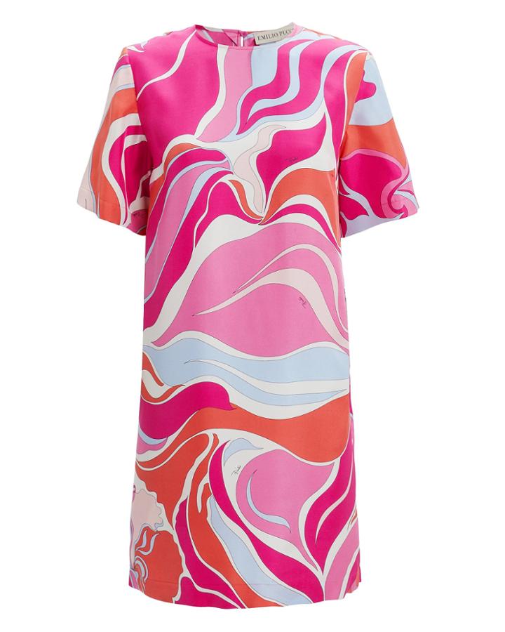 Emilio Pucci Printed T-shirt Mini Dress Pink/blue/orange/white 42